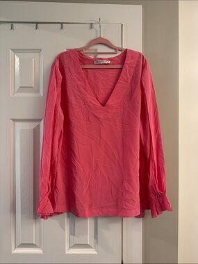 Trina Turk Coral-Pink Silk Blouse